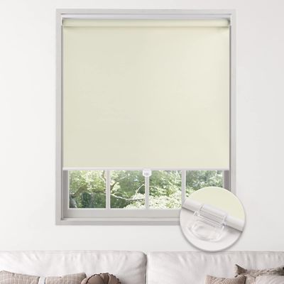 Boolegon Roller Shades for Window Cordless Blackout Shades Custom Cut to Size UV Protection Energy Saving Shades for Living Room Bedroom Home,Beige,43" W x 64" H.