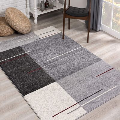 HomeRoots Grey 100% Twisted Polyester 4 x 6 Gray Modern Geometric Area Rug