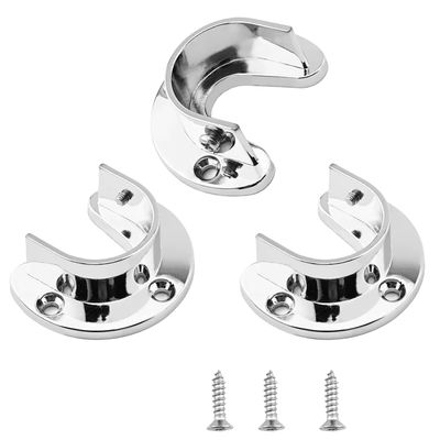 Yinpecly 6pcs Closet Pole Sockets, Zinc Alloy Closet Rod End Supports Shower Curtain Rod Pole Flange Rod Holder, Fit for Pipe Diameter 32mm(1.26 Inches)
