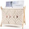 Mkono Macrame Magazine Rack Boho Storage Holder Standing Basket for Books, Newspapers, Swaddle Blanket, Dorm Essentials, Living Room, Bathroom, Office, Nursery, Home Decor, Medium Size, 14L x 10W view 1