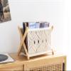 Mkono Macrame Magazine Rack Boho Storage Holder Standing Basket for Books, Newspapers, Swaddle Blanket, Dorm Essentials, Living Room, Bathroom, Office, Nursery, Home Decor, Medium Size, 14L x 10W view 2