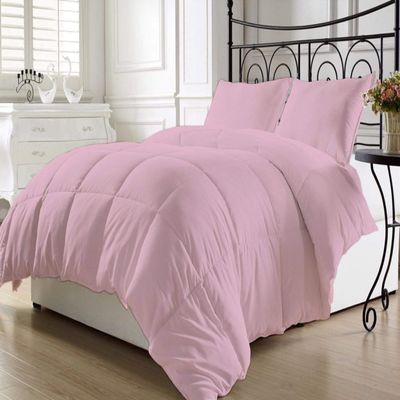 Tanya Linen 3 Piece Queen Comforter Set (RV Over Size/Pink) with 2 Pillowcases - Down Alternative Comforters for Bed - Luxurious Solid Cotton 800Tc - Soft and Comfortable - 300GSM
