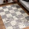 HomeRoots 100% Twisted Polyester 4 x 6 White and Gray Checkered Area Rug view 1