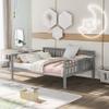 Wooden Daybed with Three Rails, Full Size Daybed with Side Table, Wood Slat Support, No Box Spring Needed, Easy Assembly, Sofa Bed for Bedroom/Guest Room/Living Room (Gray) view 1