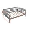 Wooden Daybed with Three Rails, Full Size Daybed with Side Table, Wood Slat Support, No Box Spring Needed, Easy Assembly, Sofa Bed for Bedroom/Guest Room/Living Room (Gray) view 2