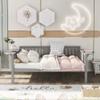Wooden Daybed with Three Rails, Full Size Daybed with Side Table, Wood Slat Support, No Box Spring Needed, Easy Assembly, Sofa Bed for Bedroom/Guest Room/Living Room (Gray) view 4