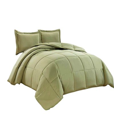 Tanya Linen 3 Piece Queen Comforter Set (King/Sage) with 2 Pillowcases - Down Alternative Comforters for Bed - Luxurious Solid Cotton 800Tc - Soft and Comfortable - 300GSM