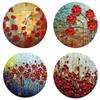 Red Watercolor Flowers Round Coaster Set-Made of Recycled Rubber-Set of 4 view 1