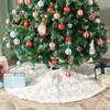 Atiming White Christmas Tree Skirt Plush 56 inch Large Snow Fur Christmas Tree Skirt Mat with Gold Sequin Snowflake Xmas Tree Skirt Base Cover for Christmas New Year Decorations (White-G, 145cm) view 4