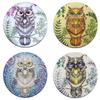 Watercolor Owl Round Coaster Set - Made of Recycled Rubber - Set of 4 view 1