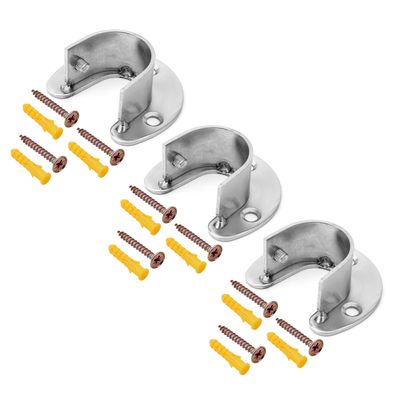 Yinpecly 6pcs Closet Rod Brackets, Stainless Steel Closet Rod Supports Closet Pole Sockets Flange Rod Holder, Fit for Pipe Diameter 25mm(0.98 Inches)