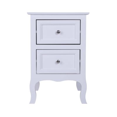 Henf Nightstand with 2 Storage Drawers, Wooden Night Stands for Bedrooms, Farmhouse Bedside Table Sofa Side Table for Bedroom Living Room (White)