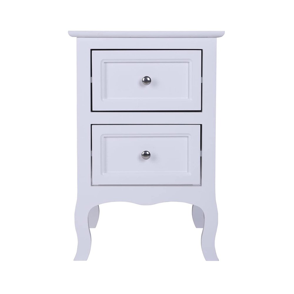 Henf Nightstand with 2 Storage Drawers, Wooden Night Stands for Bedrooms, Farmhouse Bedside Table Sofa Side Table for Bedroom Living Room (White)