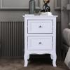 Henf Nightstand with 2 Storage Drawers, Wooden Night Stands for Bedrooms, Farmhouse Bedside Table Sofa Side Table for Bedroom Living Room (White) view 2