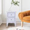 Henf Nightstand with 2 Storage Drawers, Wooden Night Stands for Bedrooms, Farmhouse Bedside Table Sofa Side Table for Bedroom Living Room (White) view 4