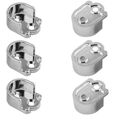 Yinpecly 14mm Height Zinc Alloy Closet Pole Sockets, Shower Curtain Flange Rod Holder Plating Finish for Closet Rod Shower Rod, Fit for Pipe Diameter 19mm(0.75 Inches), 6Pcs