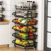 beey Kitchen Metal Storage Basket with Wheels Stackable Wire Utility Rolling Cart Vegetable Fruit Baskets Rack for Pantry,Potato,Onions,Beverages Storage(6 Tiers) view 1
