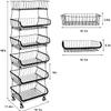 beey Kitchen Metal Storage Basket with Wheels Stackable Wire Utility Rolling Cart Vegetable Fruit Baskets Rack for Pantry,Potato,Onions,Beverages Storage(6 Tiers) view 3