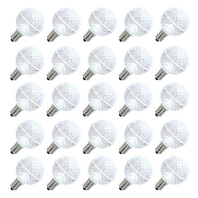 Vickerman 300886-0.45 watt G50 Intermediate Screw Base Cool White LED Faceted (25 pack) Christmas Light Bulbs (XLEDG65-25)