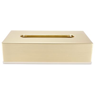 Tissue Box Cover, Rectangular Tissue Box Holder Stainless Steel Facial Tissues Boxes 10.2x5.1x2.8in Gold Tissues Box for Kitchen Bathroom Living Room