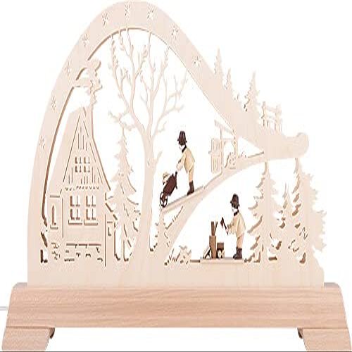 Candle Arch - Forest Cabin with Woodsmen - 65x32 cm / 25.6x12.6 inch