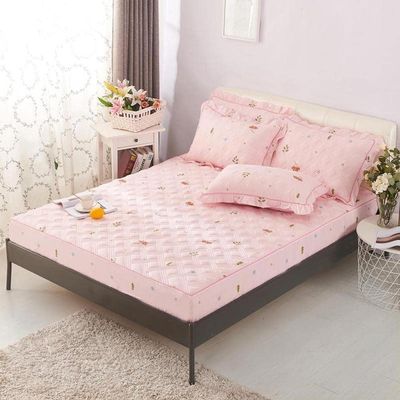 CFYCYHDZHT Bedding Extra Deep Fitted Sheets Boys and Girls Bedroom Thick Quilted Printed Fitted Sheets, Adult Room Single Double King Size Mattress Protector Pink 4 120cmx200cm