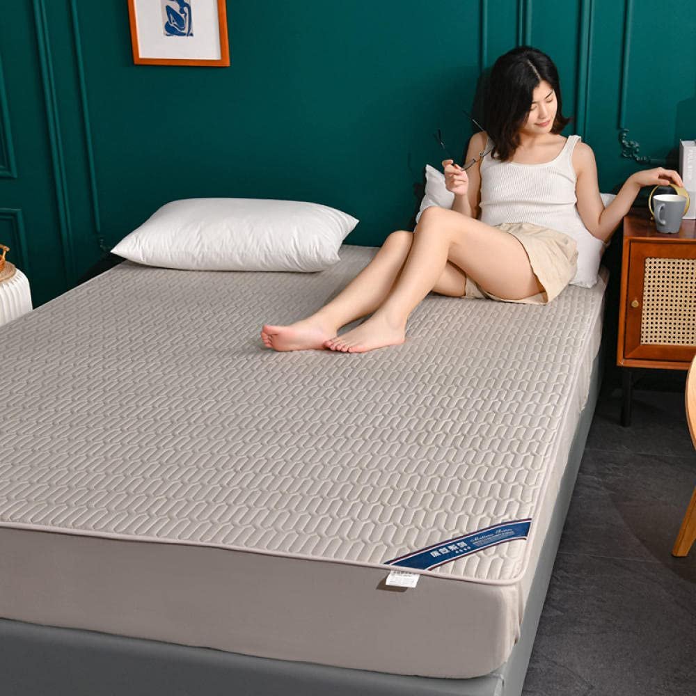 CFYCYHDZHT Bedding Set Thick Quilted Cotton Non Slip Mattress Protection Cover, Bedroom Hotel Solid Color Single Double King Size Mattress top hat Light Grey 150200cm