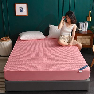 CFYCYHDZHT Easy Fit Sheets Thick Quilted Cotton Non Slip Mattress Protection Cover, Bedroom Hotel Solid Color Single Double King Size Mattress top hat Jade 120200cm
