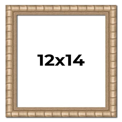 12x14 Frame Silver Bamboo Solid Wood Picture Frame | 1.5 Inch Moulding Width | Interior Frame Depth 0.5 Inches | Beechey Bamboo Frame with UV Acrylic Plexiglass, Foam Board Backing & Hanging Hardware