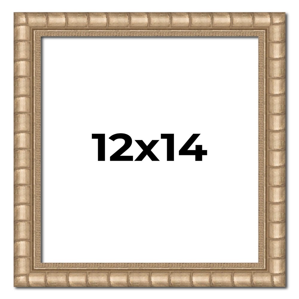 12x14 Frame Silver Bamboo Solid Wood Picture Frame | 1.5 Inch Moulding Width | Interior Frame Depth 0.5 Inches | Beechey Bamboo Frame with UV Acrylic Plexiglass, Foam Board Backing & Hanging Hardware