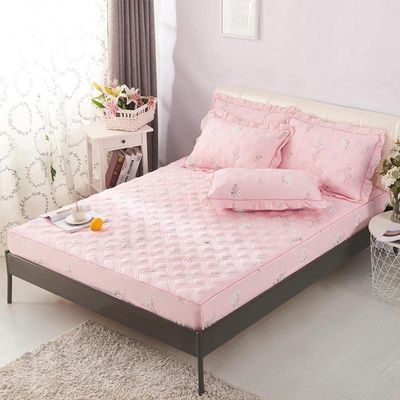 CFYCYHDZHT Bedding Best for Hotel Home Boys and Girls Bedroom Thick Quilted Printed Fitted Sheets, Adult Room Single Double King Size Mattress Protector Pink 2 180cmx220cm