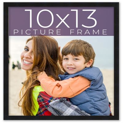 10x13 Frame Black Real Wood Picture Frame Width 0.75 Inches | Interior Frame Depth 0.5 Inches | Black Mid Century Photo Frame Complete with UV Acrylic, Foam Board Backing & Hanging Hardware