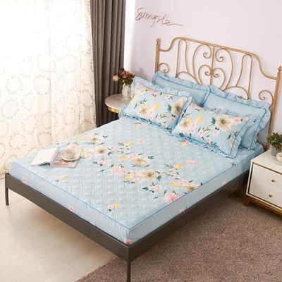 CFYCYHDZHT Bedding Fitted Sheet Boys and Girls Bedroom Thick Quilted Printed Fitted Sheets, Adult Room Single Double King Size Mattress Protector Flower 1 150cmx200cm