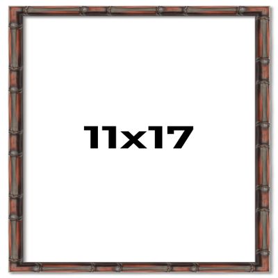 11x17 Frame Brown Bamboo with Dark Coffee/Walnut Finish | Solid Wood Picture Frame Width 0.75 Inches | Interior Depth 0.5 Inches | Complete with UV Acrylic, Foam Board Backing & Hanging Hardware