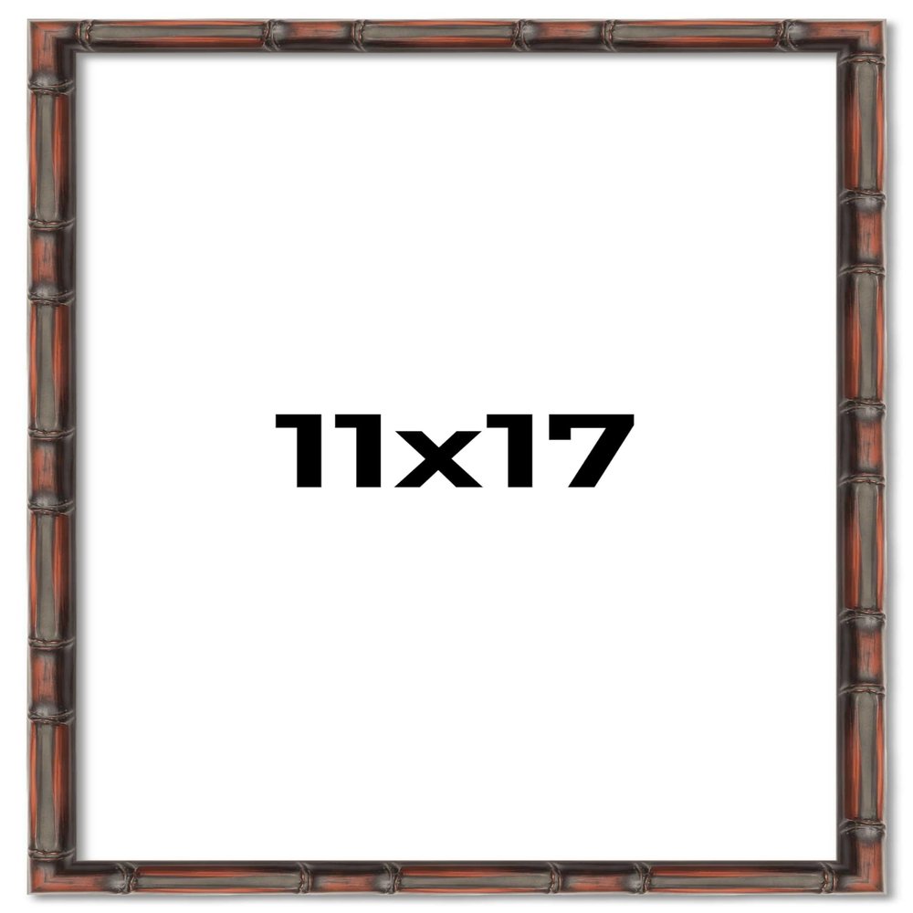 11x17 Frame Brown Bamboo with Dark Coffee/Walnut Finish | Solid Wood Picture Frame Width 0.75 Inches | Interior Depth 0.5 Inches | Complete with UV Acrylic, Foam Board Backing & Hanging Hardware