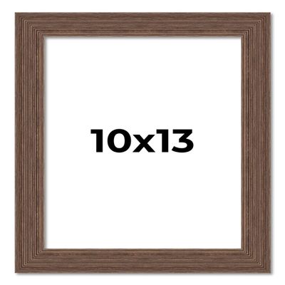 10x13 Frame Brown Farmhouse Solid Wood Picture Frame Width 1.5 Inches | Interior Frame Depth 0.5 Inches | Rustic Barnwood Brown Distressed Frame with UV Acrylic, Foam Board Backing & Hanging Hardware