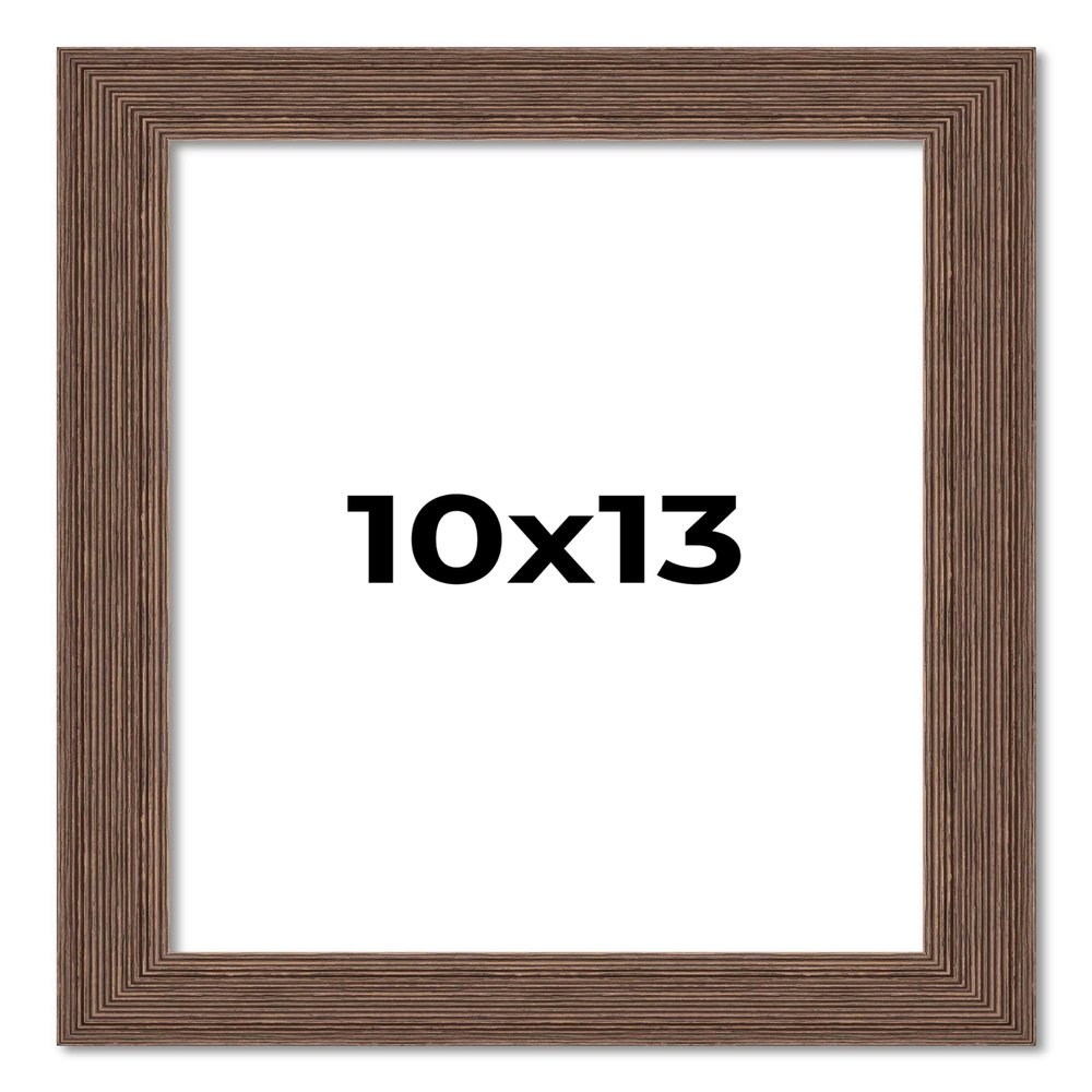10x13 Frame Brown Farmhouse Solid Wood Picture Frame Width 1.5 Inches | Interior Frame Depth 0.5 Inches | Rustic Barnwood Brown Distressed Frame with UV Acrylic, Foam Board Backing & Hanging Hardware