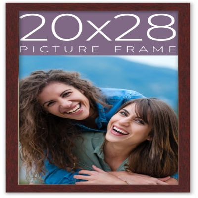 20x28 Frame Brown Solid Wood Picture Frame Width 0.75 Inches | Interior Frame Depth 0.5 Inches | Dark Wood Traditional Photo Frame Complete with UV Acrylic, Foam Board Backing & Hanging Hardware