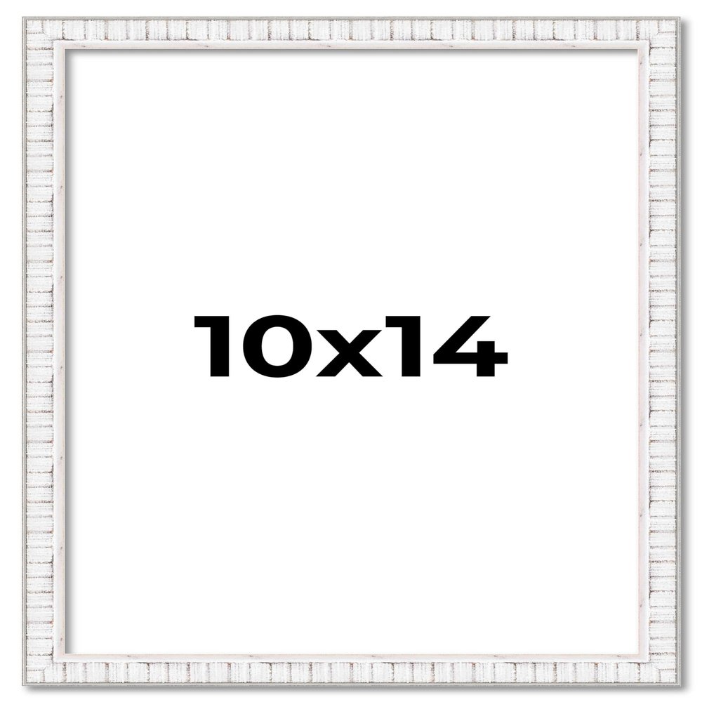 10x14 Frame White Distressed Solid Wood Picture Frame Width 0.75 Inches | Interior Frame Depth 0.5 Inches | White Distressed Photo Frame Complete with UV Acrylic, Foam Board Backing & Hanging Hardware