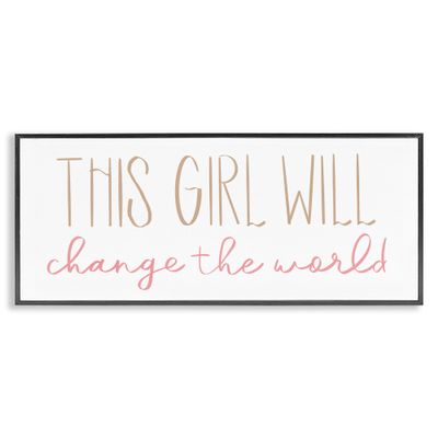 Stupell Industries This Girl Will Change The World Motivational Phrase, Designed by Sd Graphics Studio Black Framed Wall Art, 30 x 13, Multi