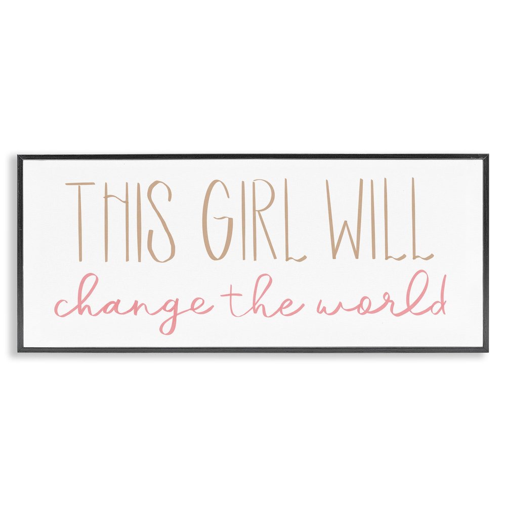 Stupell Industries This Girl Will Change The World Motivational Phrase, Designed by Sd Graphics Studio Black Framed Wall Art, 30 x 13, Multi
