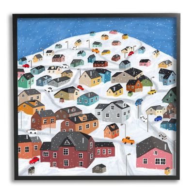 Stupell Industries Snowy Village on Hill Cityscape Greenland Town Buildings