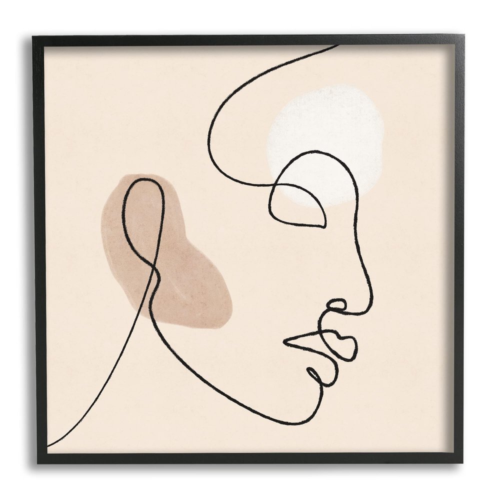 Stupell Industries Minimal Face Line Drawing Abstract Brown Tan Shapes
