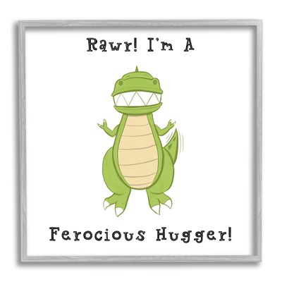 Stupell Industries Rawr Ferocious Hugger Happy Green Dinosaur Smiling T-Rex