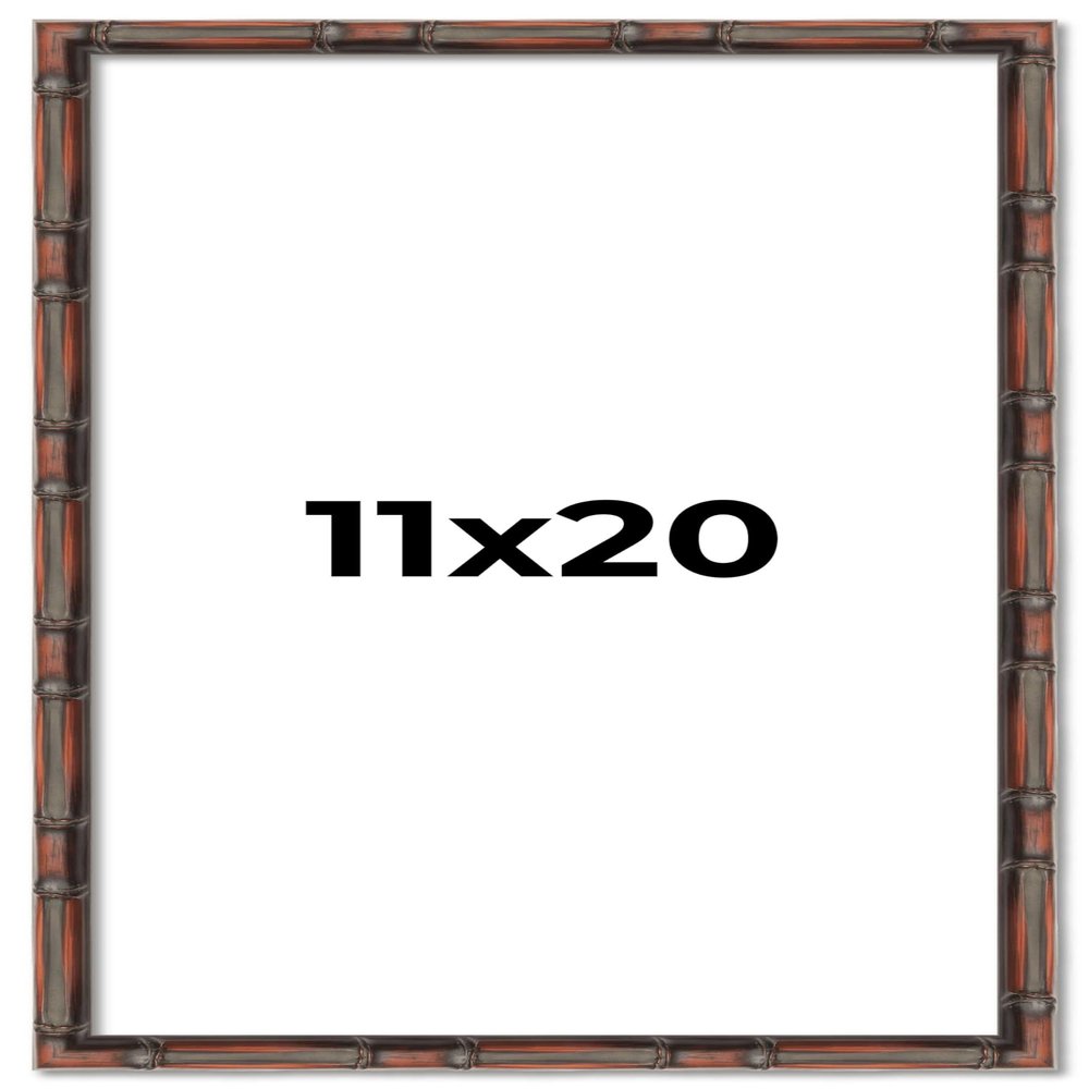 11x20 Frame Brown Bamboo with Dark Coffee/Walnut Finish | Solid Wood Picture Frame Width 0.75 Inches | Interior Depth 0.5 Inches | Complete with UV Acrylic, Foam Board Backing & Hanging Hardware