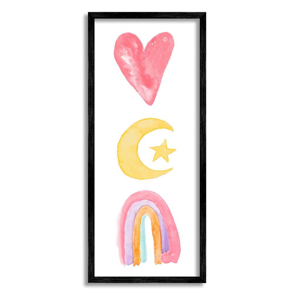Stupell Industries Heart Moon Rainbow Shapes Stacked Playful Watercolor