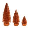 Vickerman 3"-5"-7" Burnished Orange Glitter Oval Pine Artificial Christmas Tree, Set of 3 - Faux Christmas Tree Set - Seasonal Indoor Home Decor view 1