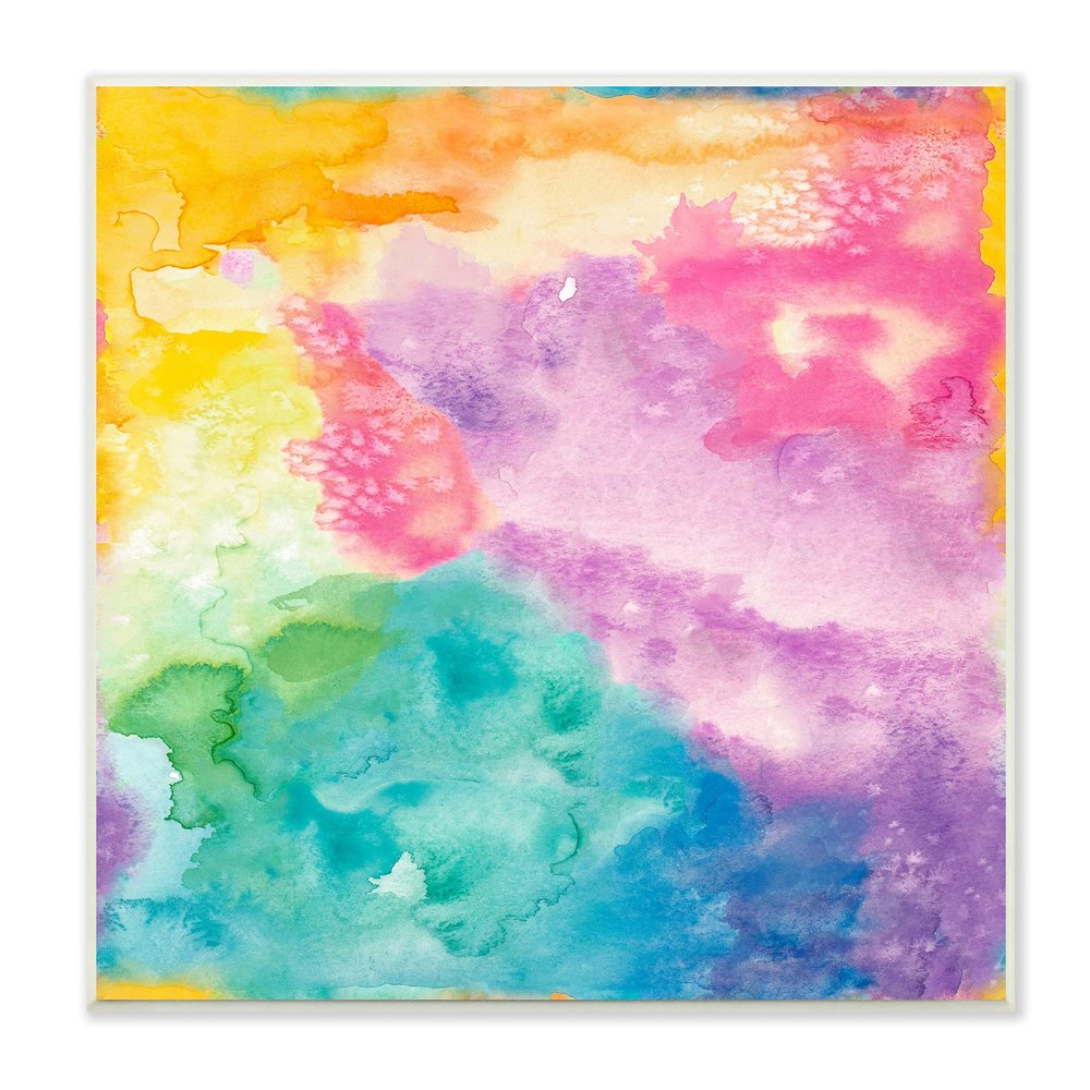 Stupell Industries Fluid Abstract Watercolor Paint Rainbow Ombre Pattern, Designed by Nola James Wall Plaque, 12 x 12, Multi