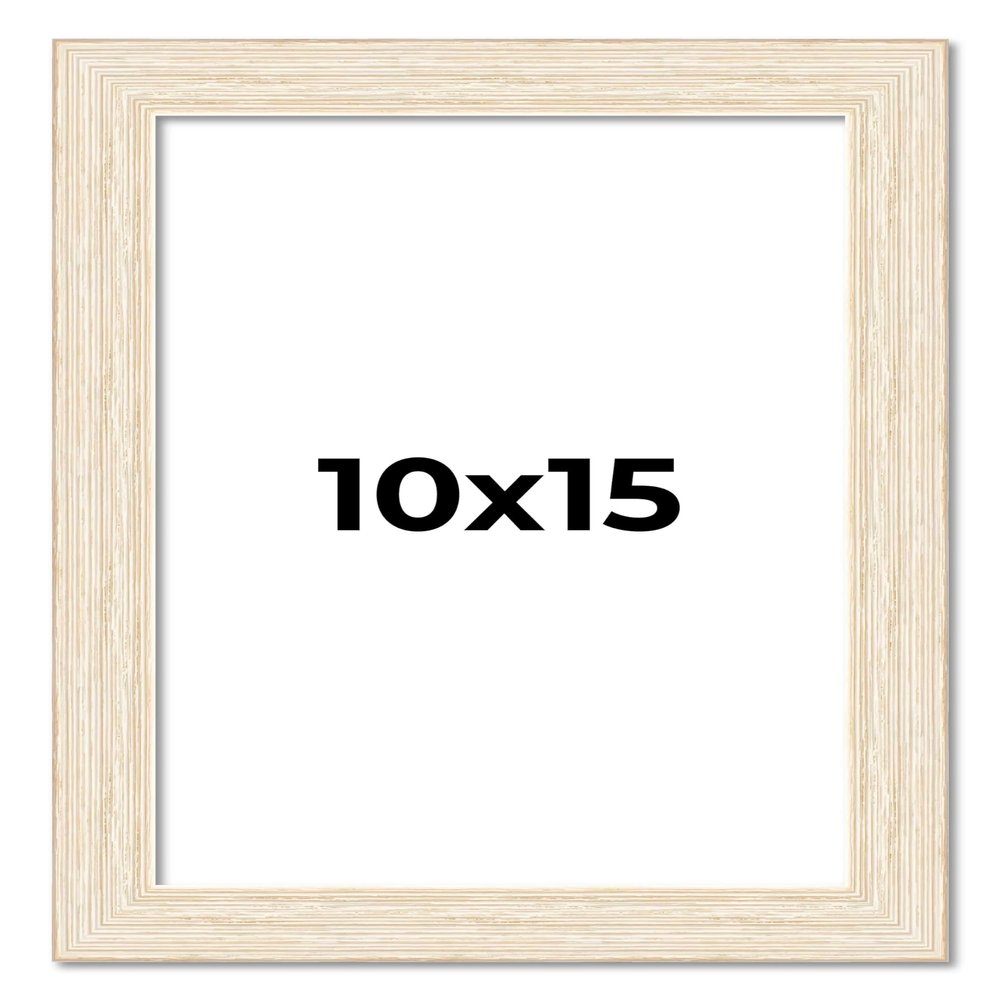 10x15 Frame Barnwood White Solid Wood Picture Frame Width 1.5 Inches | Interior Depth 0.5 Inches | Whitewashed Distressed Frame with UV Acrylic, Foam Board Backing & Hanging Hardware
