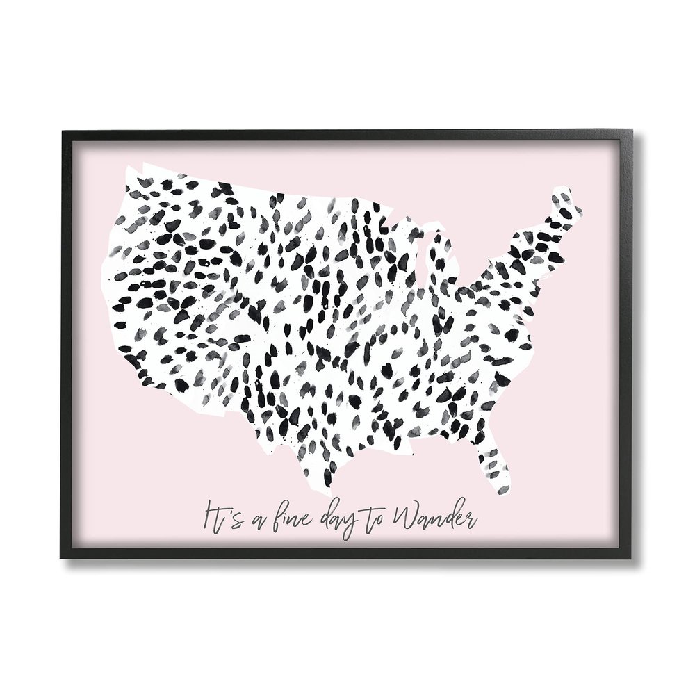 Stupell Industries Fine Day to Wander Sentiment Patterned US Map
